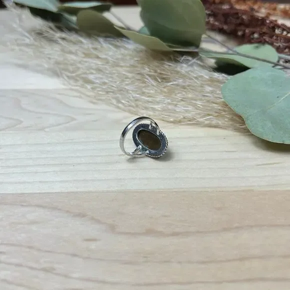 Vintage Clark and Coombs C&C Sterling Silver Elongated Agate Ring Size 4.75 - Picture 8 of 10